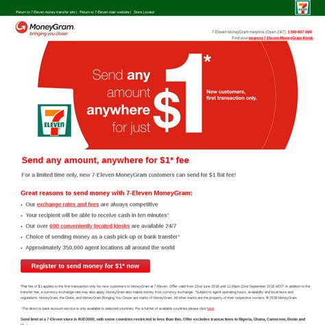 Send money from where you are to where you need it to be with moneygram. Send Money Overseas for $1 with MoneyGram (7-Eleven) - OzBargain