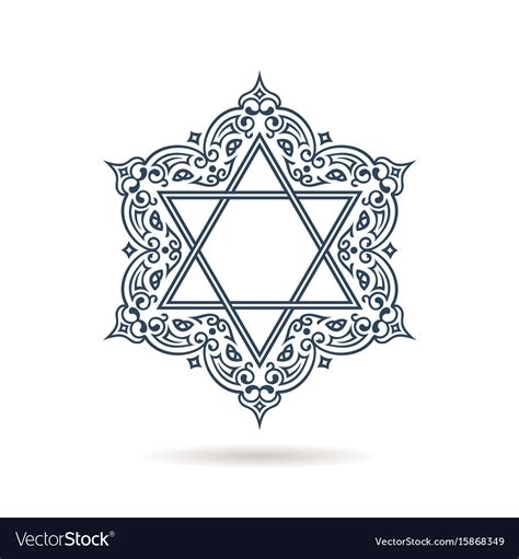 Star Of David Jewish Ornament Blue Icon Royalty Free Vector