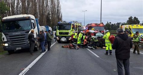 Grave accidente en la Ruta 5 Sur cerca de Chillán Ruta está cortada al