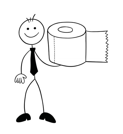 Stickman Businessman Character With Toilet Paper Vector Cartoon