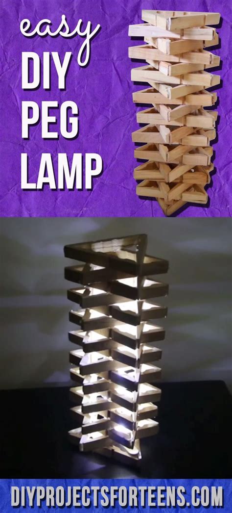 Easy And Awesome Clothespin Lamp Easy Crafts For Teens