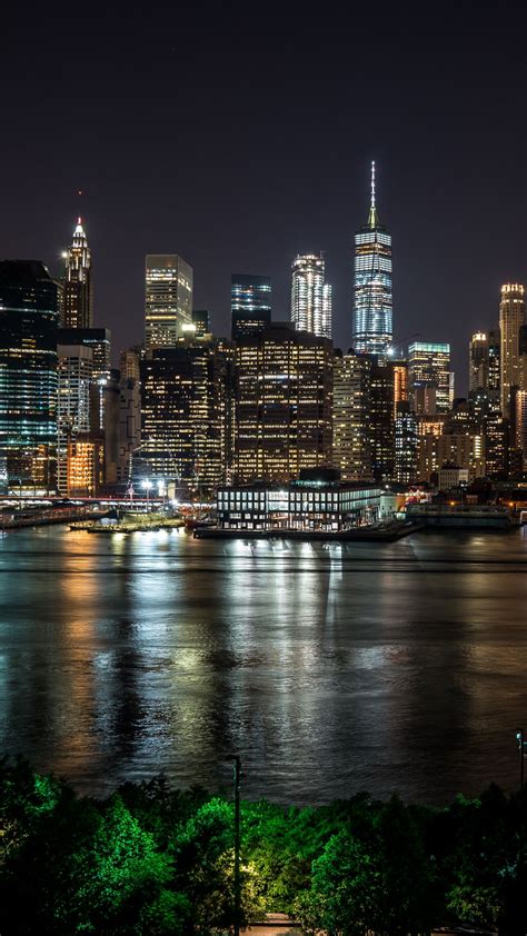 Download Wallpaper 1350x2400 New York Usa Night City Panorama