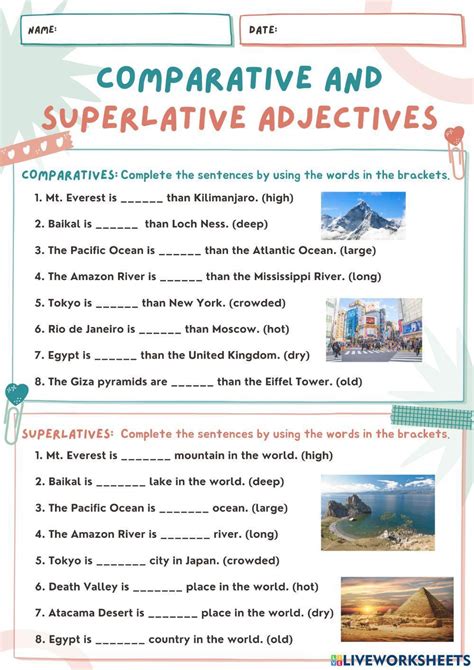 comparatives and superlatives online exercise for high school live worksheets