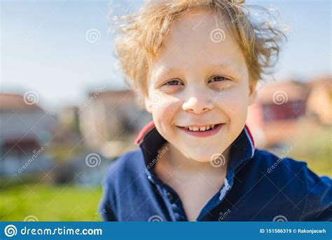 Portrait Of Young Boy Smiling Stock Image Image Of Blonde Children