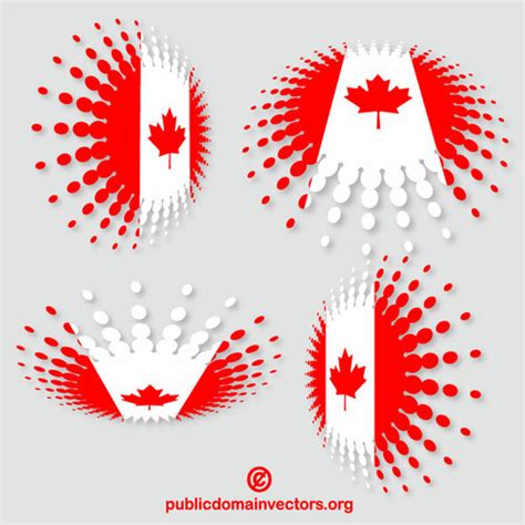 Canadian Flags Halftone Design Public Domain Vectors
