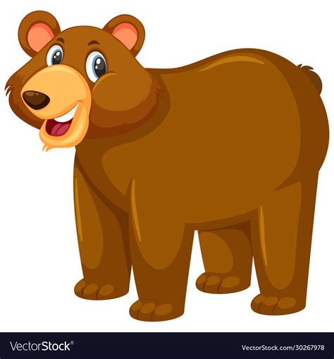 Cute Grizzly Bear On White Background Royalty Free Vector