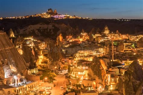 Beautiful Aeral Night View Goreme Cappadocia Turkey Stock Image