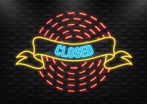 Neon Icon Vector Closed Store Sign Vintage Ribbon Vector