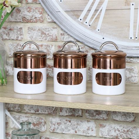 Macy's has a wide range of stylish kitchen to suit your taste, budget, and style. Copper & White Tea Coffee Sugar Canisters - Melody Maison®