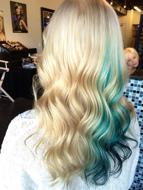 My New Icy Blonde With A Teal Ombré Peekaboo By Gina At Luxe Vip Hair