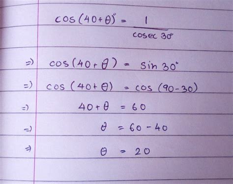 Cos40theta 1cosec30