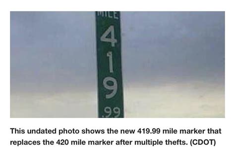 This Undated Photo Shows The New 41999 Mile Marker That Replaces The