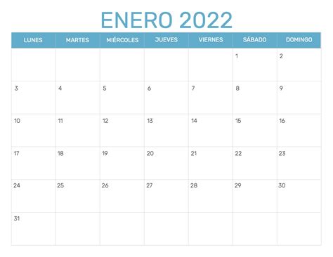 Calendario 2022 Para Imprimir Y Escribir