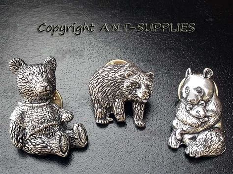 Bears Pewter Pin Badge Teddy Grizzly Bear Uk Made With Freepost