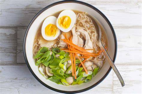 Quick Ramen Soup With Chicken Or Homemade Instant Noodles