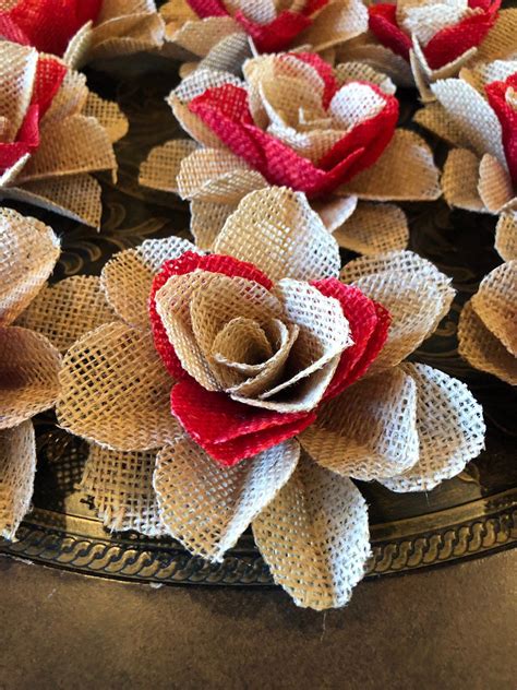 4 coral burlap flowers burlap rose jute rustic cake | Etsy in 2021 | Burlap flowers, Burlap ...
