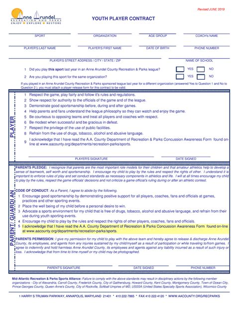 Youth Player Contract 1 12 Xls Fill Out And Sign Printable Pdf