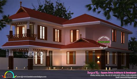 2200 Sq Ft 4 Bhk Traditional Sloping Roof Keralla Home Kerala Home