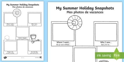 Summer Holiday Snapshots Activity Englishfrench
