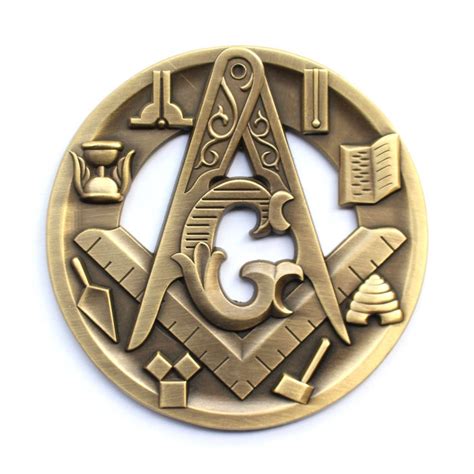 Masonic Freemasonry Antique Bronze Brass 3d Symbols Auto Emblem Car