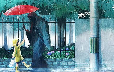 Umbrella And Rain Anime Rainy Day Painting Hd Wallpaper Pxfuel