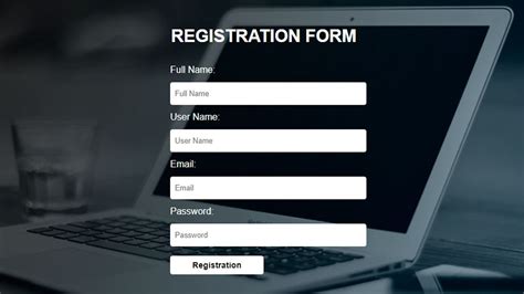 How To Create Simple Registration Form Using Only Html And Css Sign Up Page Design Tutorial