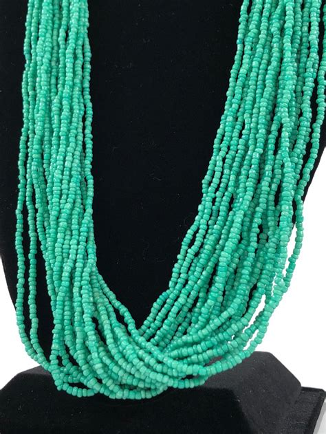 Lot Multi Strand Turquoise Beaded Necklace