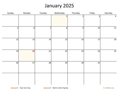 January 2025 Calendar With Bigger Boxes