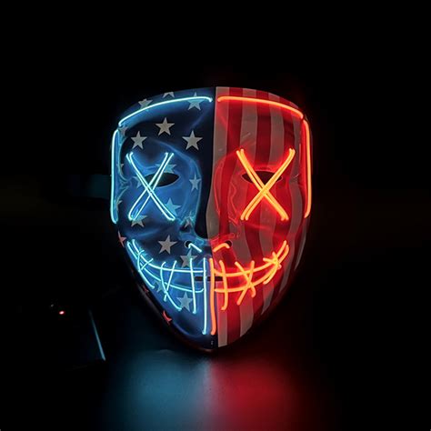 Wholesale Red Blue Scary Halloween Mask Led Light Up Mask Cosplay