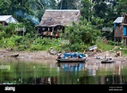 Small village on the El Dorado River, Upper Amazon River Basin, Loreto ...