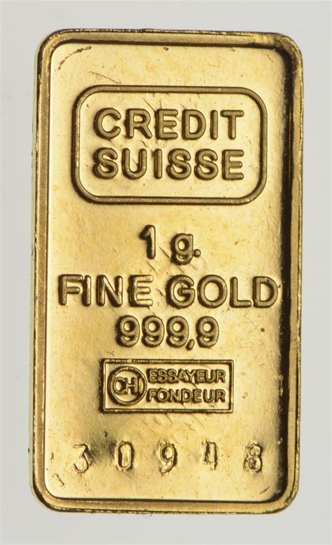 Credit Suisse 1 Gram Fine Gold Bar Property Room