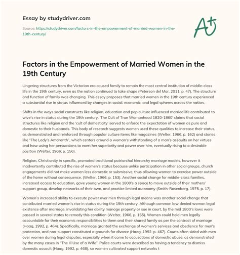 factors in the empowerment of married women in the 19th century free essay example