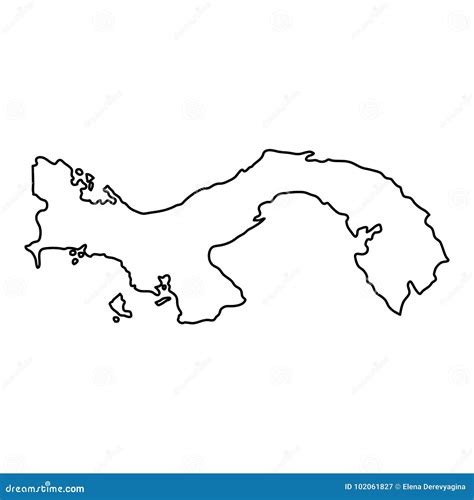 Panama Map Of Black Contour Curves Vector Illustration Stock Vector