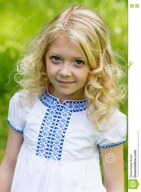 portrait cute blonde girl outdoors in summer stock image image of beautiful style 75105101