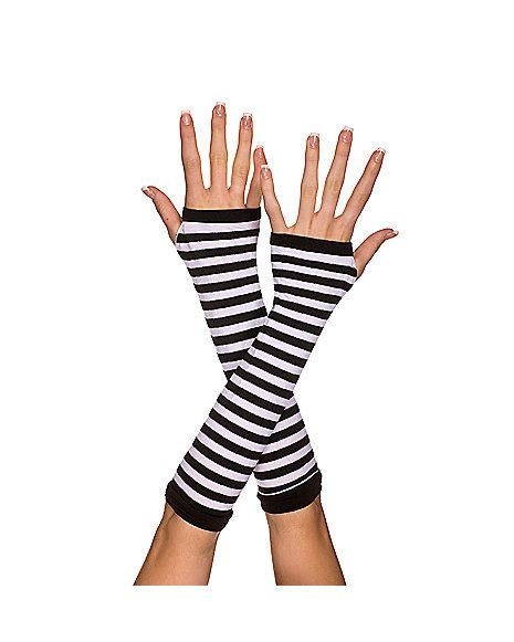 white and black striped arm fingerless gloves striped gloves fingerless