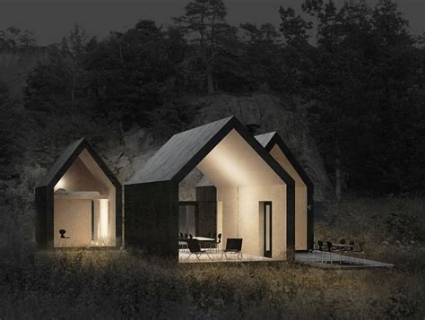 Rras Micro Cluster Cabins Give Traditional Pitched Roofs