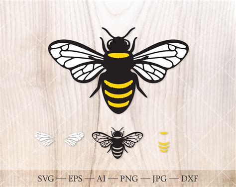 Bee Clip Art Bumblebee Cricut Silhouette Svg Cut File Flying Bee Svg