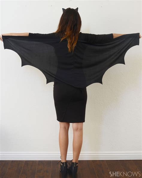 Make This Cute Diy Bat Costume In Just 10 Minutes Bat Halloween Costume Diy Bat Costume