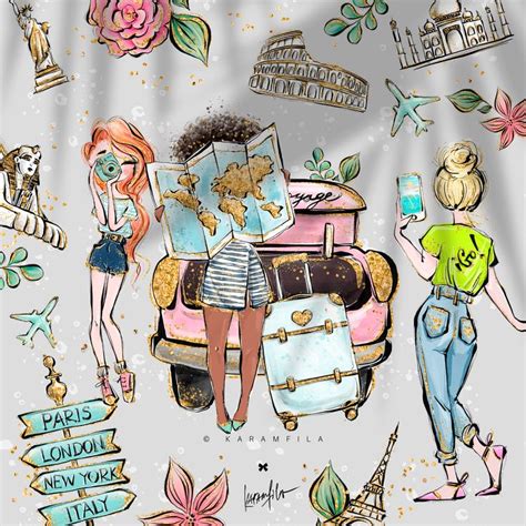 Wanderlust Clipart With Images Clip Art Whimsical Illustration