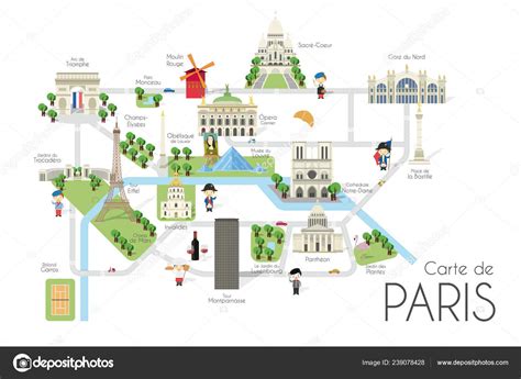 Paris Map Cartoon Cartoon Vector Map City Paris France Travel