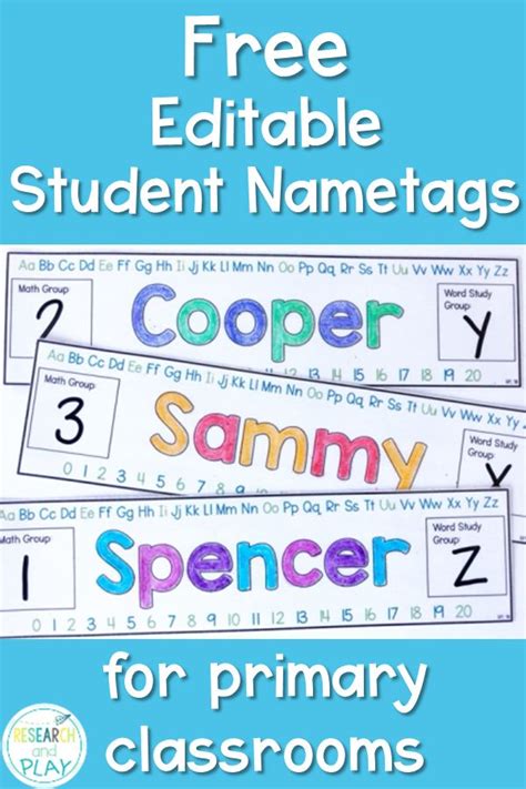 Simple Editable Name Tags For Desks Or Tables Name Writing Activities