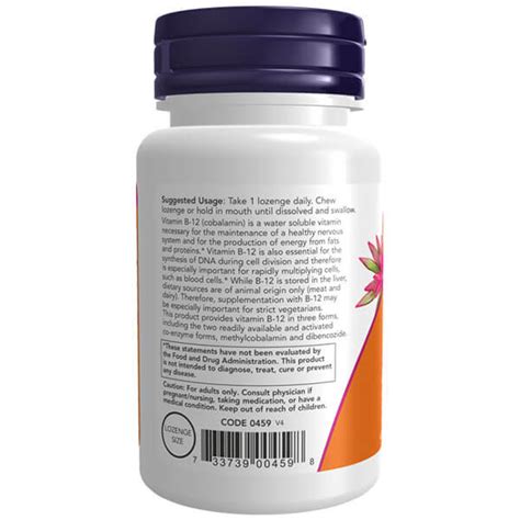Now Foods Vitamin B 12 2000 Mcg 100 Lozenges Nervous System Health