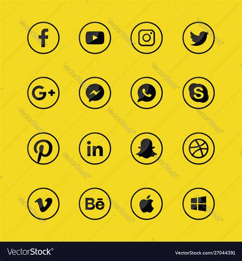 Social Media Glossy Icon Sets Logos Symbols Vector Image