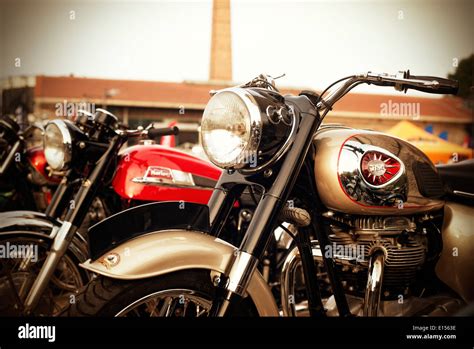Parked Classic Motorcycles Stock Photo Alamy