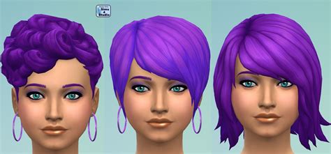 Mod The Sims Recoloured Hairstyle Set In Deep Purple By Wendy35pearly
