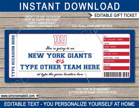 New York Giants Gift Vouchers Gift Vouchers Certificate Templates New York Rangers