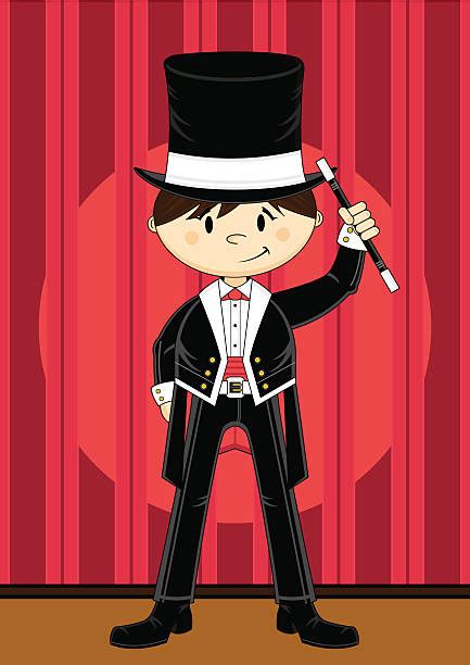 Cute Cartoon Magician On Stage Illustrations Royalty Free Vector