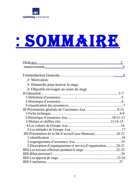Exemple De Sommaire D Un Rapport De Stage Le Meilleur