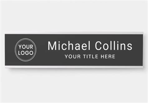 Custom Logo Black Name And Title Template Door Sign Zazzle Personalized Name Plates