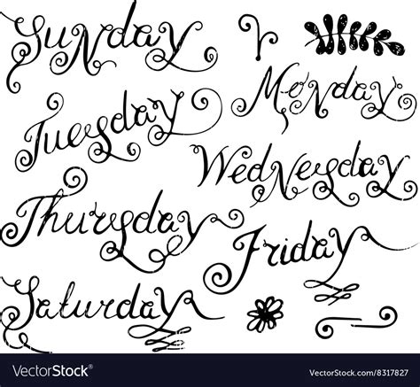 Handwritten Days Of The Week Royalty Free Vector Image